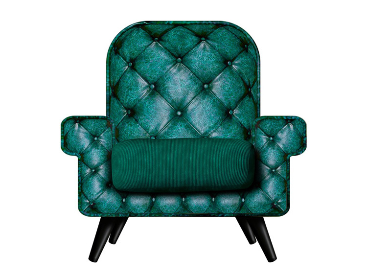 Modélisation 3D - Fauteuil en cuir vert